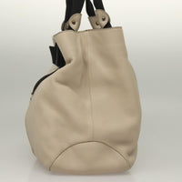 Salvatore Ferragamo Vara Bow Tote Leather Beige Leather Tote Bag Bag (Authentic Pre-Loved)