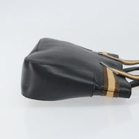 Gucci Vintage Web Tote Leather Black Leather Tote Bag Bag (Pre-Loved)