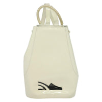 Salvatore Ferragamo Vintage Gancini Backpack Patent Leather White Patent_Leather Backpack Bag (Authentic Pre-Loved)