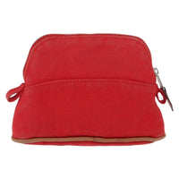 Hermes Bolide Travel Pouch Canvas Red Canvas Clutche & Pouche Bag (Authentic Pre-Loved)