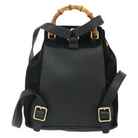 Gucci Gucci Bamboo Backpack Daim Black Suede Backpack Bag (Authentic Pre-Loved)