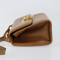 Salvatore Ferragamo Gancini Shoulder Bag Leather Brown Leather Shoulder Bag Bag (Pre-Loved)