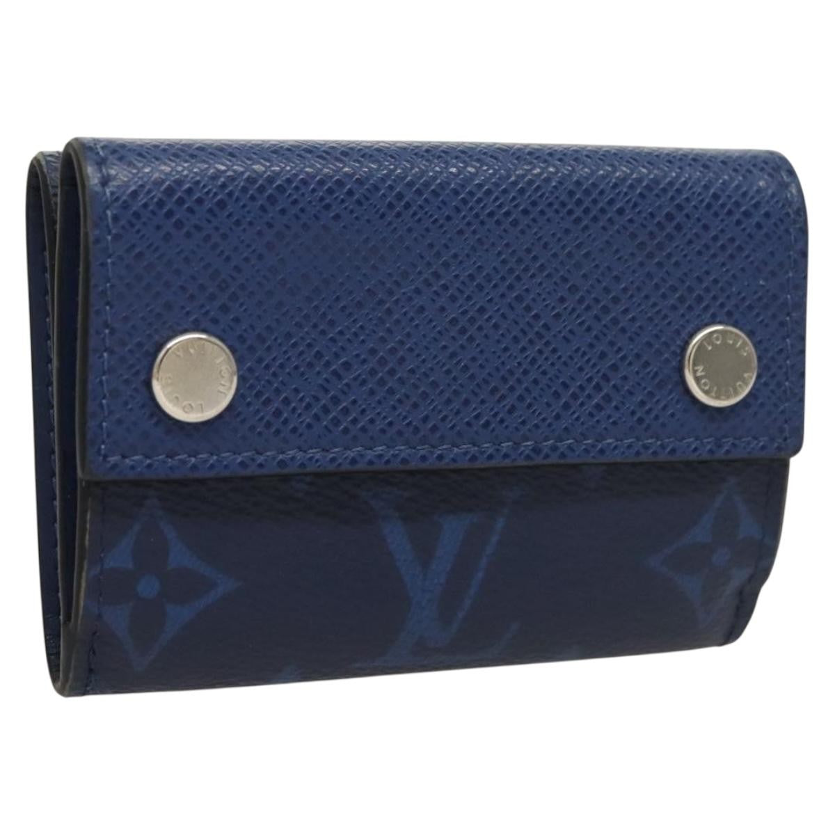 Louis Vuitton Discovery Wallet Monogram Taigarama Blue Leather Wallets Accessory (Authentic Pre-Loved)