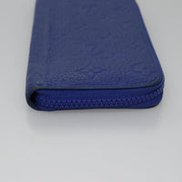 Louis Vuitton Zippy Wallet Nm Taurillon Leather Blue Canvas Wallets Accessory (Authentic Pre-Loved)