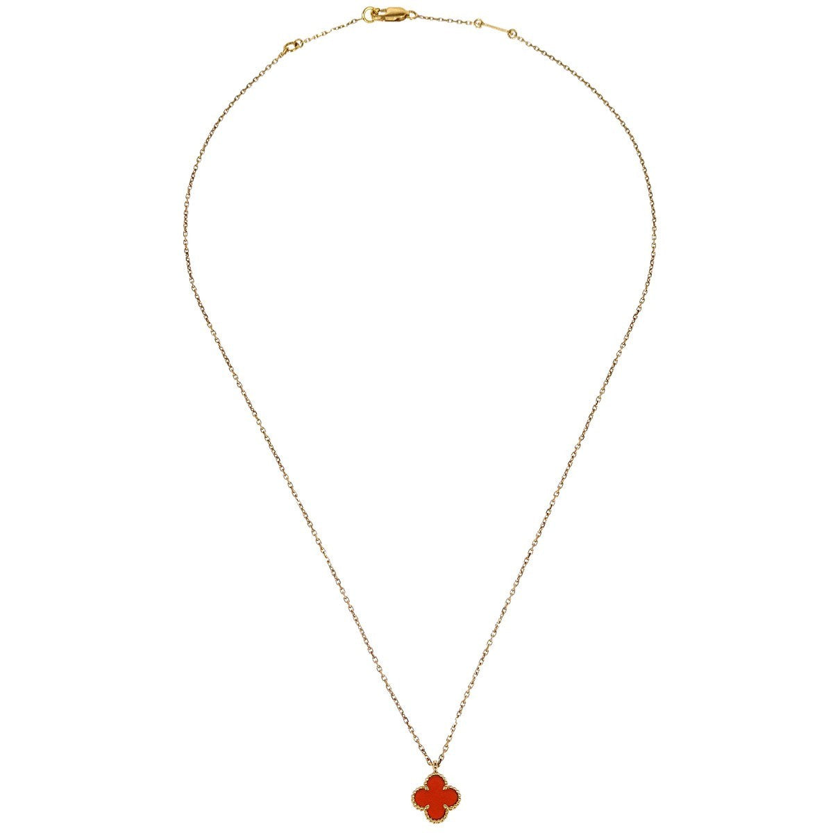Van Cleef & Arpels Van Cleef & Arpels Sweet Alhambra Carnelian 18K Yellow Gold Pendant Necklace (Authentic Pre-Loved)