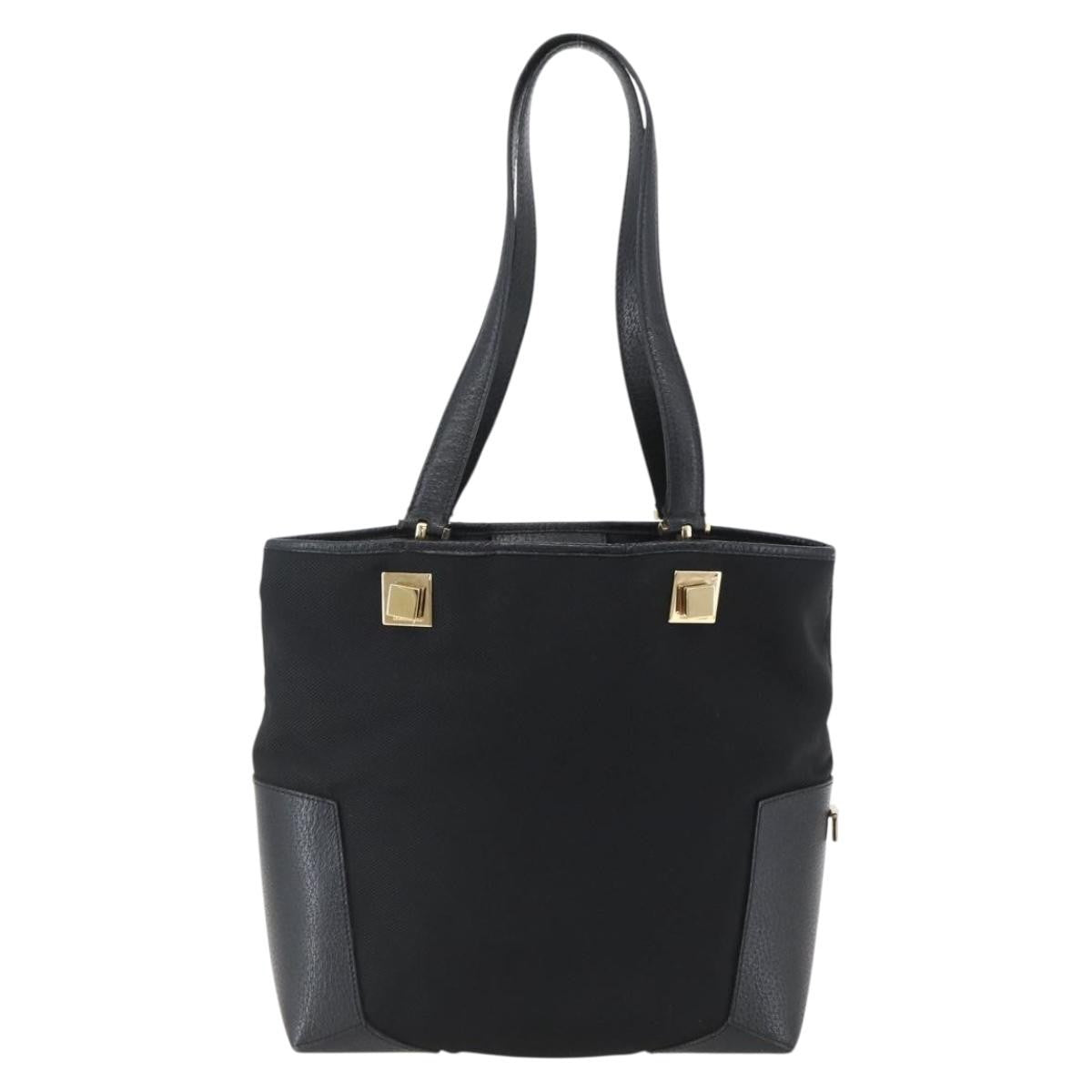 Salvatore Ferragamo Tote Bag Canvas Black Canvas Tote Bag Bag (Authentic Pre-Loved)