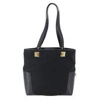 Salvatore Ferragamo Tote Bag Canvas Black Canvas Tote Bag Bag (Authentic Pre-Loved)