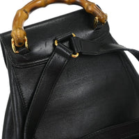 Gucci Vintage Bamboo Backpack Leather Black Leather Backpack Bag (Authentic Pre-Loved)