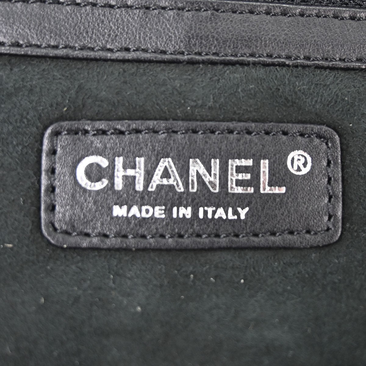 Chanel Vintage Embroidered Cc Chain Tote Quilted Suede And Shearling Black Suede Tote Bag Bag (Pre-Loved)