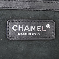 Chanel Vintage Embroidered Cc Chain Tote Quilted Suede And Shearling Black Suede Tote Bag Bag (Pre-Loved)