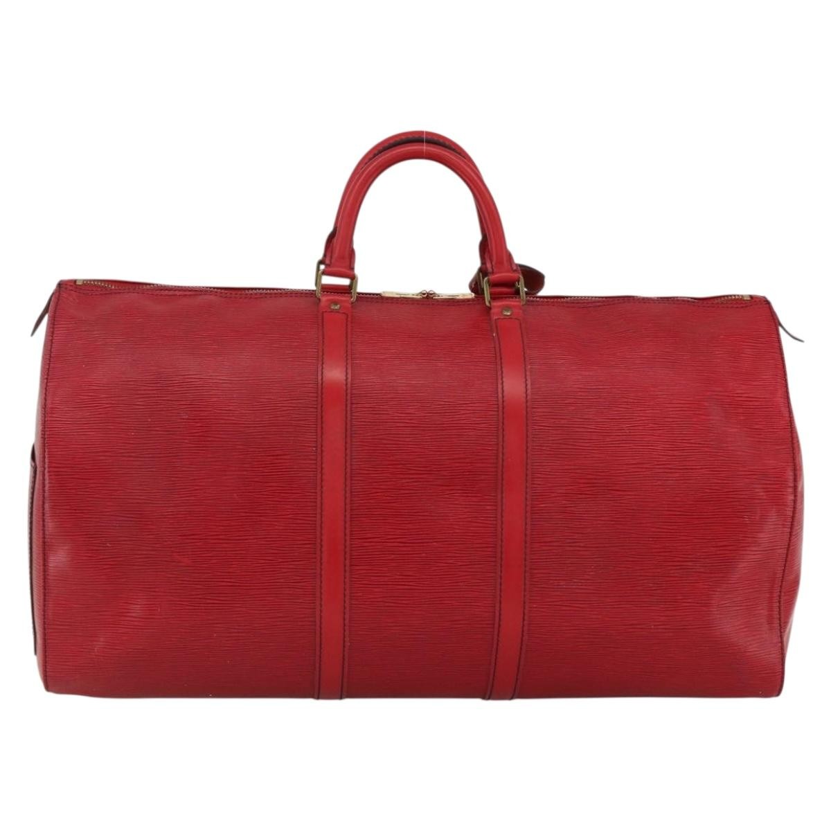 Louis Vuitton Keepall Bag Epi Leather Red Leather Travel Bag Bag (Authentic Pre-Loved)