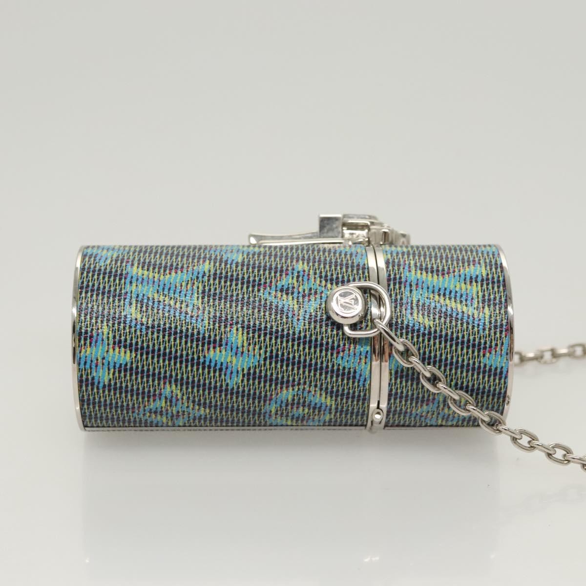 Louis Vuitton Lipstick Case On Chain Damier Monogram Lv Pop Canvas Blue Canvas Clutche & Pouche Bag (Pre-Loved)