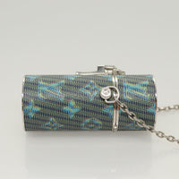 Louis Vuitton Lipstick Case On Chain Damier Monogram Lv Pop Canvas Blue Canvas Clutche & Pouche Bag (Pre-Loved)