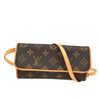 Louis Vuitton Twin Handbag Monogram Canvas Brown Leather Clutche & Pouche Bag (Authentic Pre-Loved)