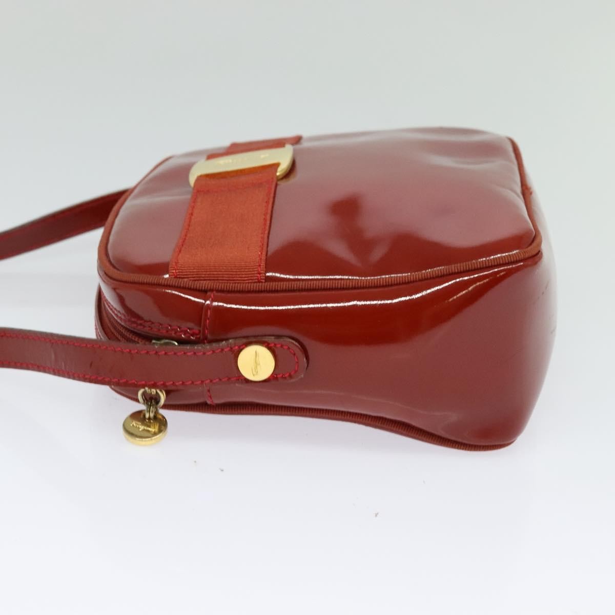 Salvatore Ferragamo Vala Shoulder Bag Patent Leather Red Patent_Leather Shoulder Bag Bag (Authentic Pre-Loved)