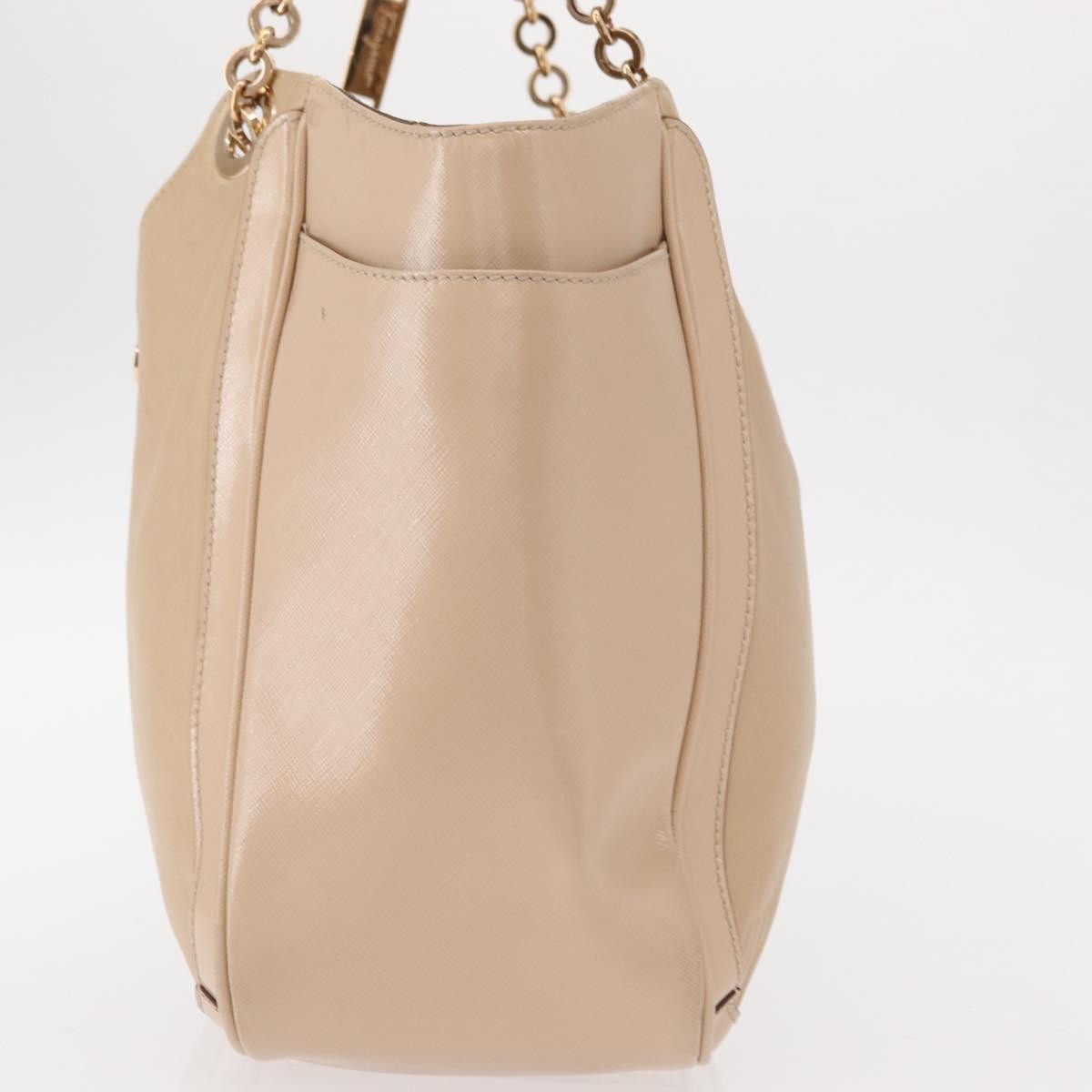 Salvatore Ferragamo Betulla Chain Tote Leather Beige Leather Tote Bag Bag (Authentic Pre-Loved)
