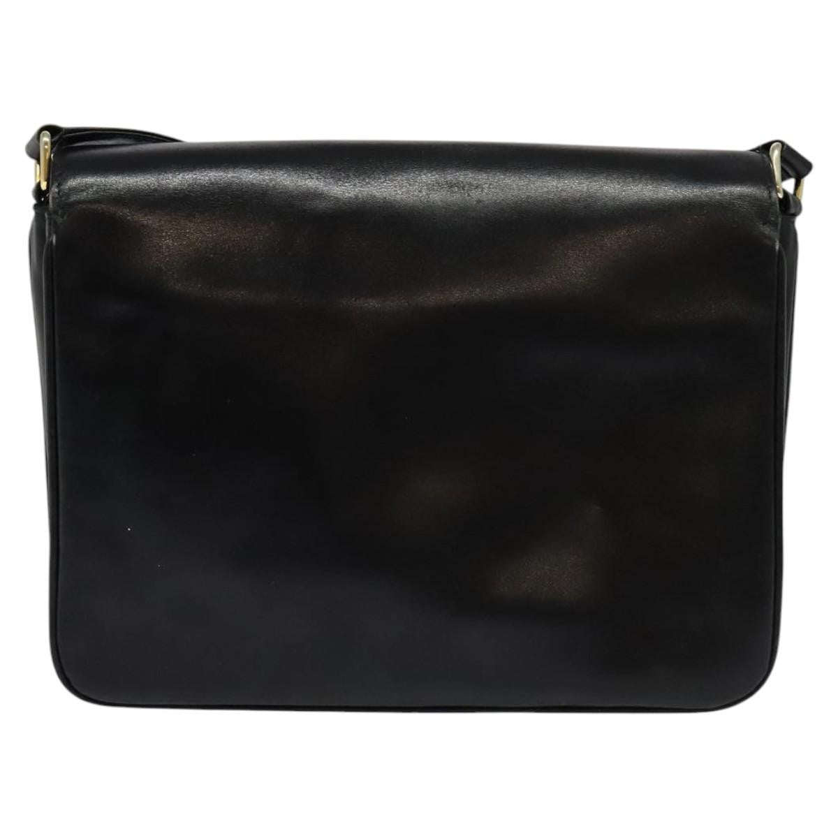 Gucci Sherry Line Shoulder Bag Leather Black Leather Shoulder Bag Bag (Authentic Pre-Loved)