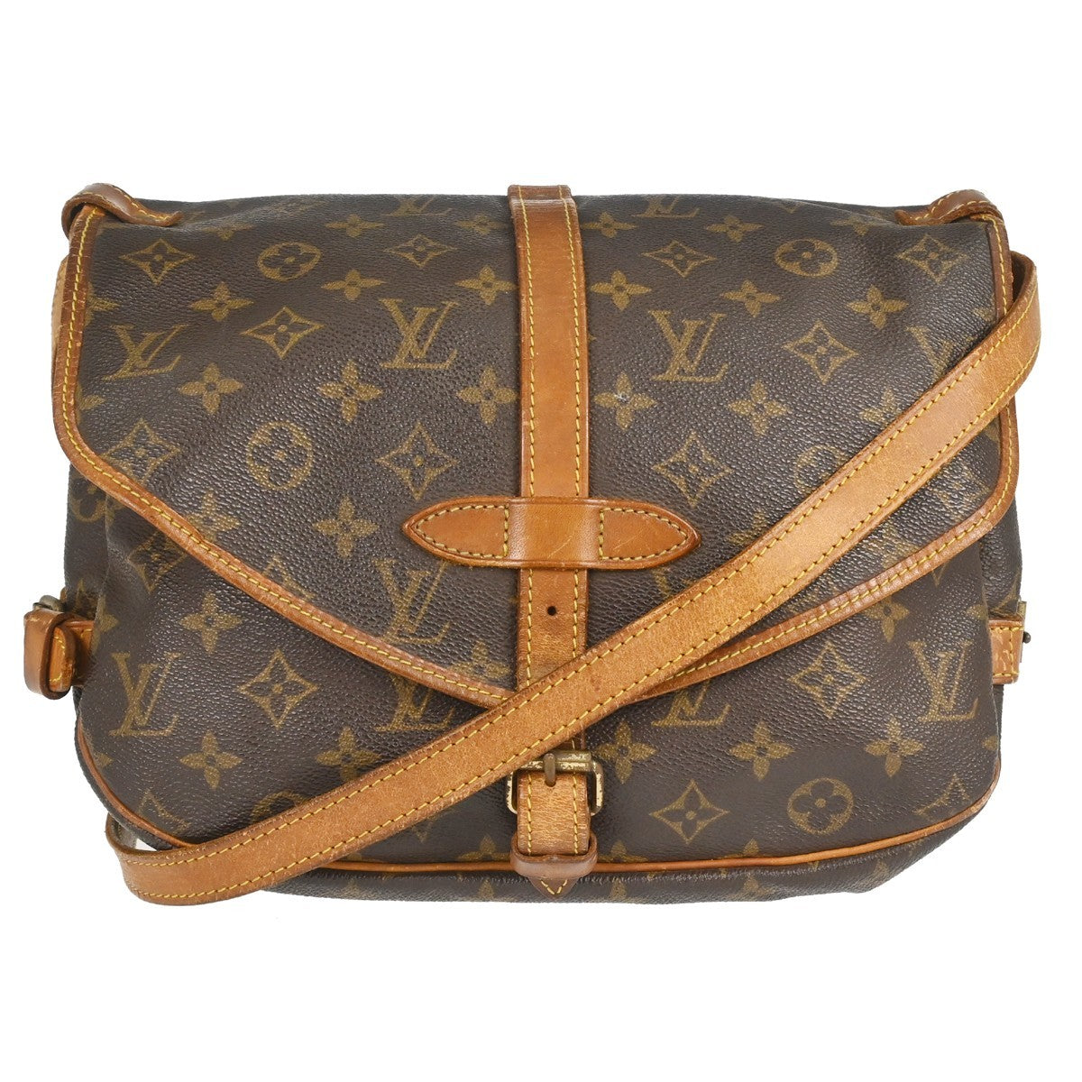 Louis Vuitton Saumur Handbag Monogram Canvas Brown Canvas Shoulder Bag Bag (Authentic Pre-Loved)