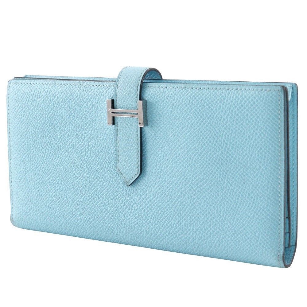 Hermes Bearn Wallet Epsom Blue Leather Wallets Accessory (Pre-Loved)