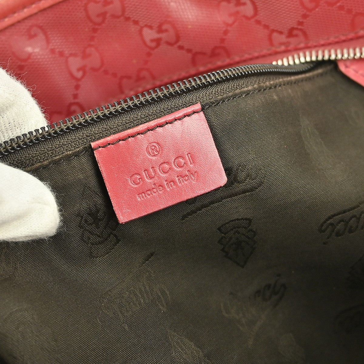 Gucci Plus Tote Gg Imprime Red Leather Tote Bag Bag (Authentic Pre-Loved)