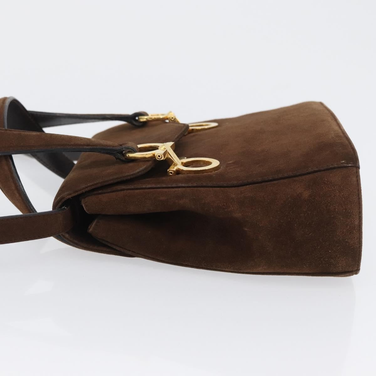 Salvatore Ferragamo Gancini Handbag Suede Brown Suede Shoulder Bag Bag (Authentic Pre-Loved)