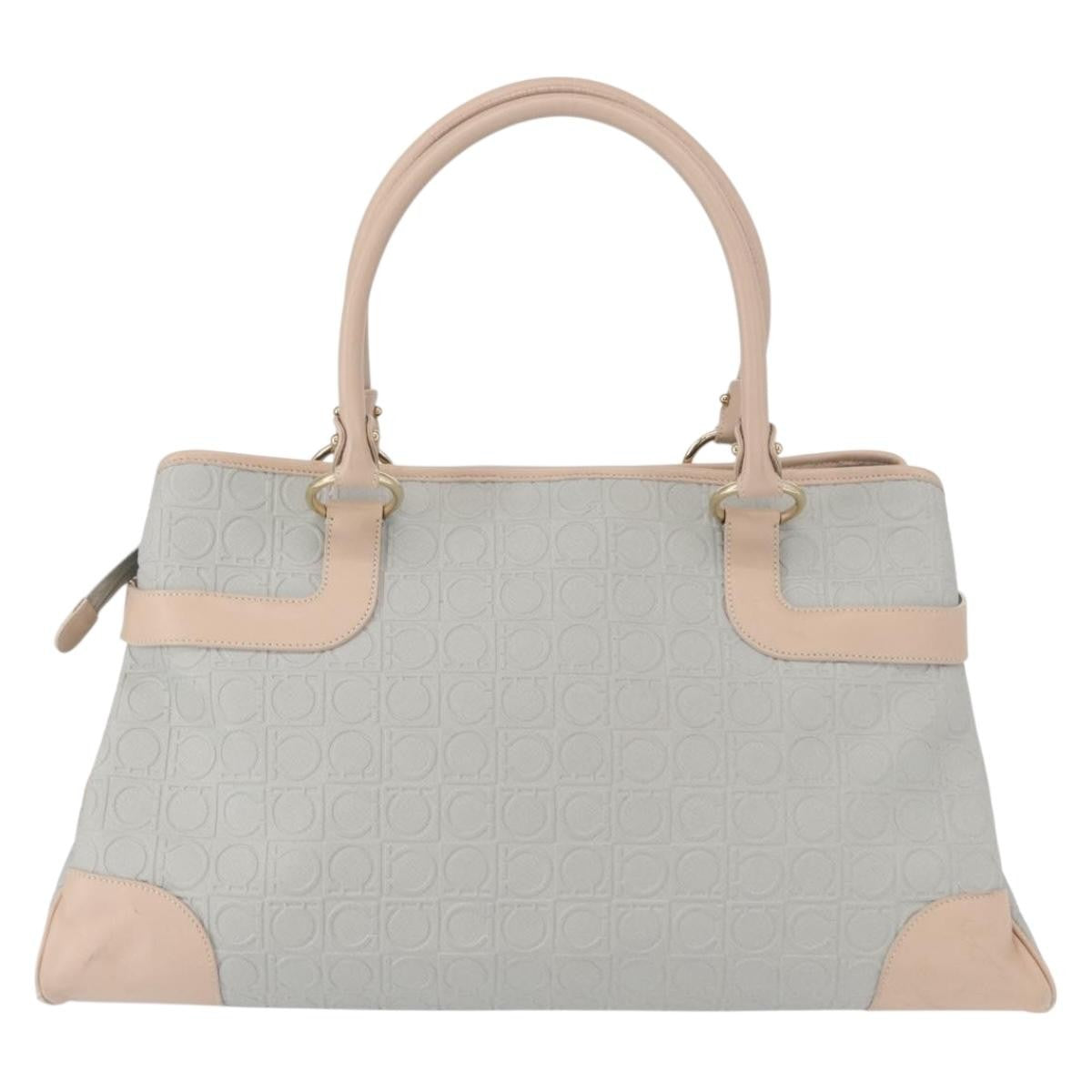 Salvatore Ferragamo Gancini Tote Leather Gray Leather Tote Bag Bag (Pre-Loved)