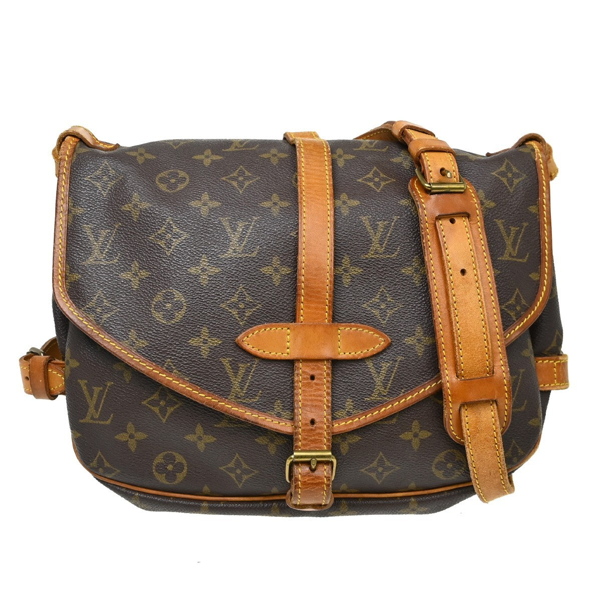 Louis Vuitton Louis Vuitton Saumur Handbag Monogram Canvas Brown Canvas Shoulder Bag Bag (Authentic Pre-Loved)