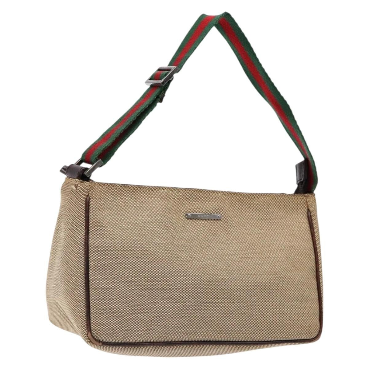 Gucci Sherry Line Pouch Canvas Beige Canvas Clutche & Pouche Bag (Authentic Pre-Loved)
