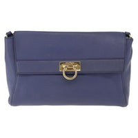 Salvatore Ferragamo Abbey Shoulder Bag Leather Navy Leather Shoulder Bag Bag (Authentic Pre-Loved)
