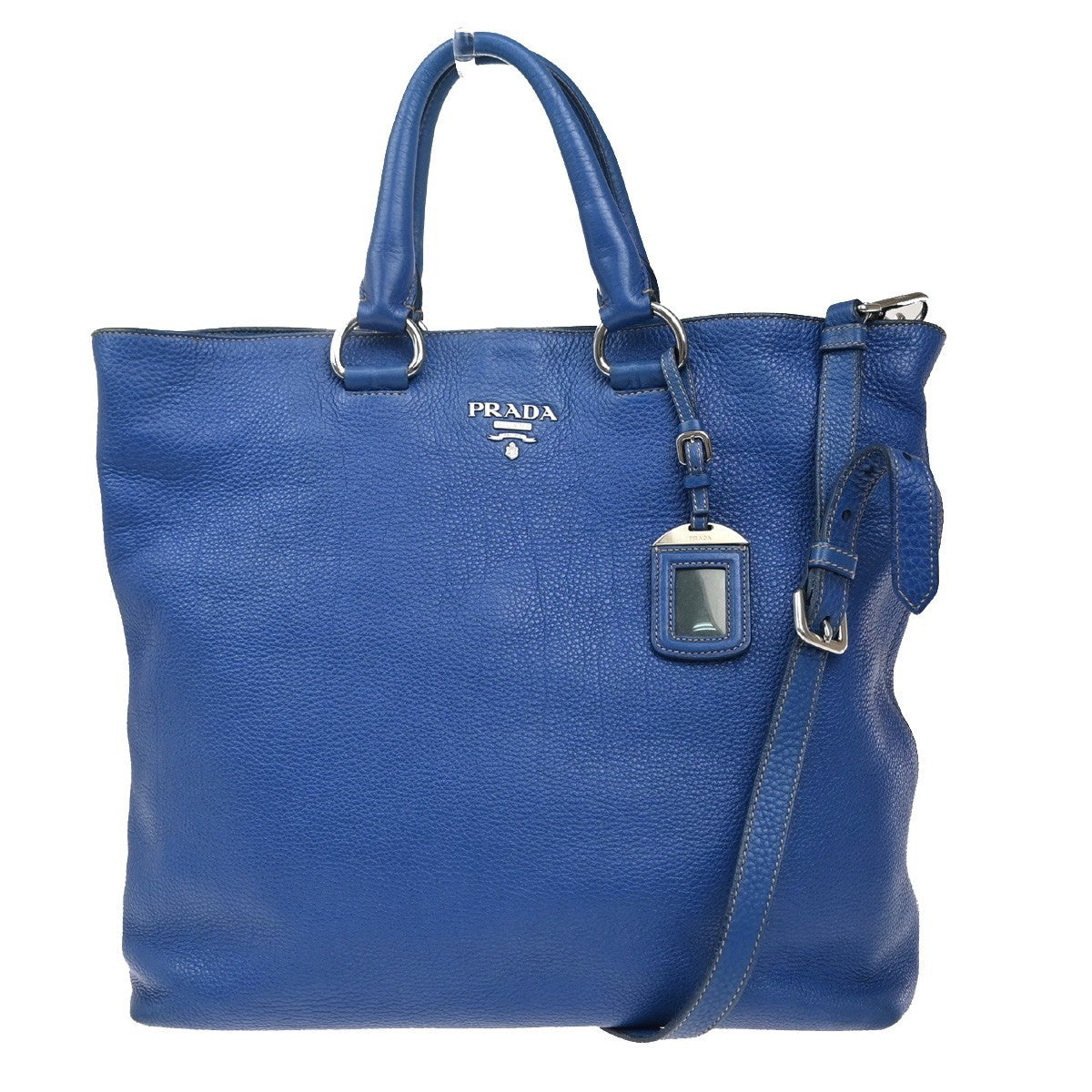 Prada Vintage Tote Leather Blue Leather Tote Bag Bag (Pre-Loved)