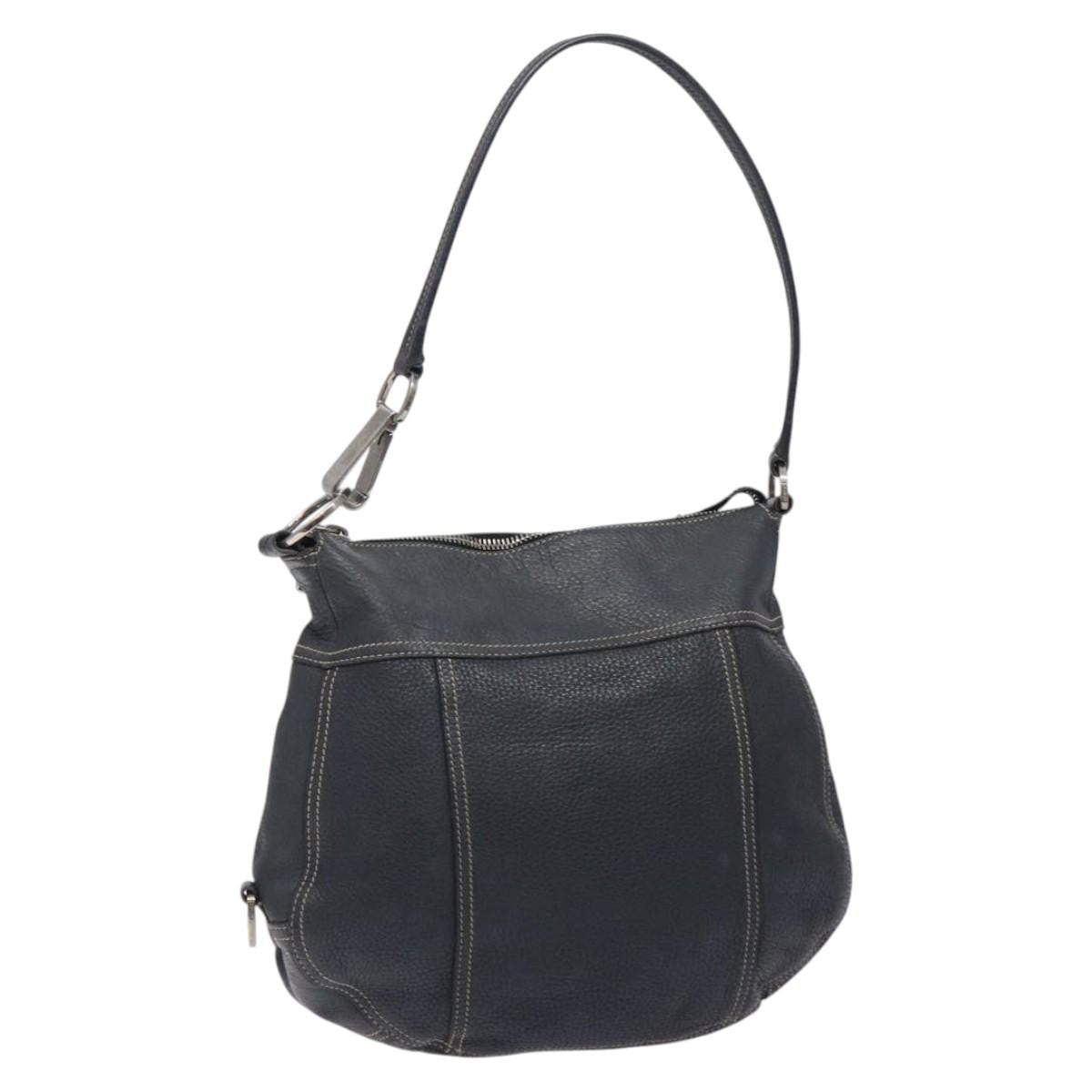 Prada Vintage Shoulder Bag Leather Navy Leather Shoulder Bag Bag (Authentic Pre-Loved)