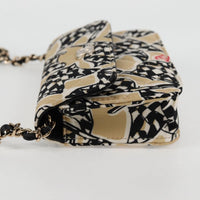 Chanel Flap Card Holder On Chain Quilted Printed Canvas Beige Nylon Shoulder Bag Bag (Authentic Pre-Loved)