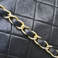 Chanel Vintage Square Classic Single Flap Bag Vertical Quilt Lambskin Black Leather Handbag (Authentic Pre-Loved)