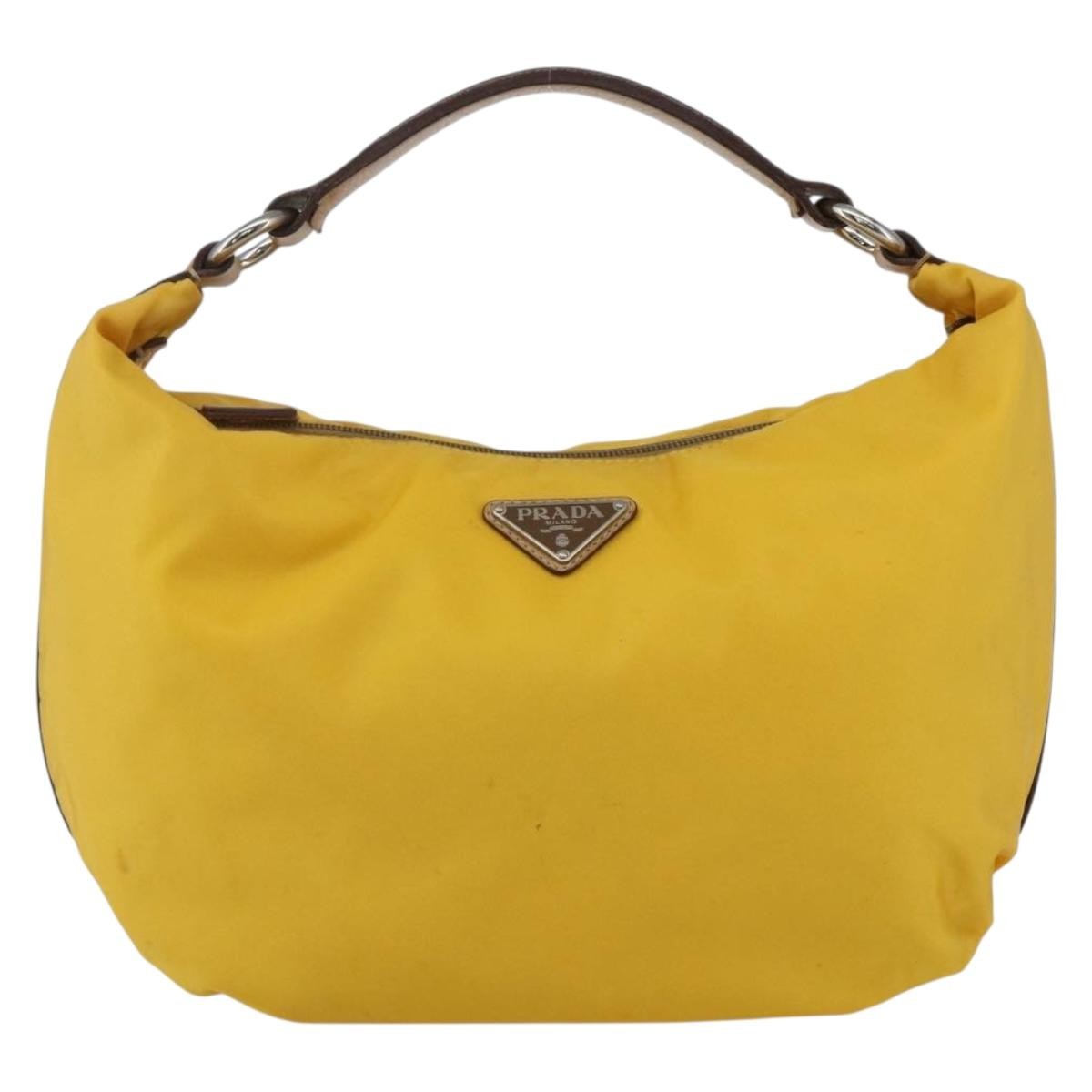 Prada Vintage Shoulder Bag Tessuto Yellow Nylon Shoulder Bag Bag (Authentic Pre-Loved)
