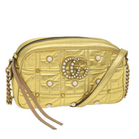 Gucci Gg Marmont Shoulder Bag Leather Gold Leather Shoulder Bag Bag (Authentic Pre-Loved)
