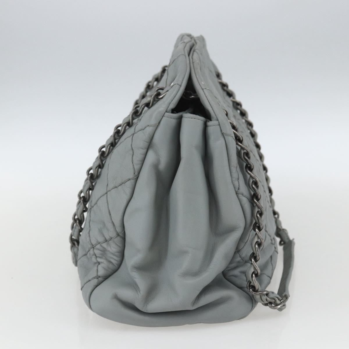 Chanel Just Mademoiselle Bag Quilted Leather Gray Leather Shoulder Bag Bag (Authentic Pre-Loved)