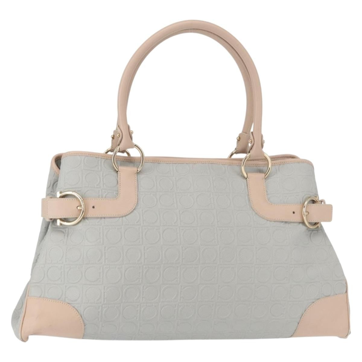 Salvatore Ferragamo Gancini Tote Leather Gray Leather Tote Bag Bag (Pre-Loved)