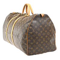 Louis Vuitton Keepall Bag Monogram Canvas Brown Leather Travel Bag Bag (Authentic Pre-Loved)