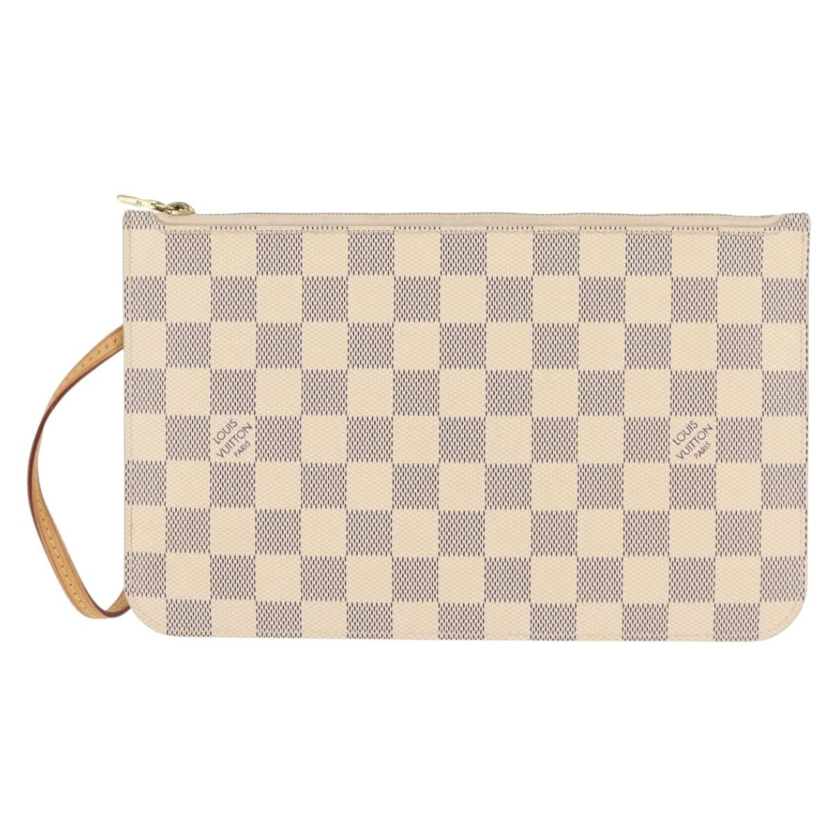 Louis Vuitton Neverfull Pochette Damier White Canvas Clutche & Pouche Bag (Pre-Loved)