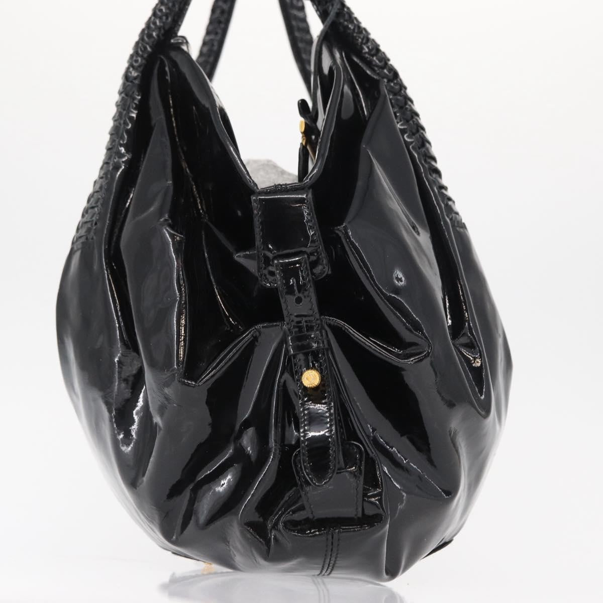 Salvatore Ferragamo Gancini Tote Patent Leather Black Patent_Leather Tote Bag Bag (Authentic Pre-Loved)