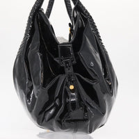 Salvatore Ferragamo Gancini Tote Patent Leather Black Patent_Leather Tote Bag Bag (Authentic Pre-Loved)