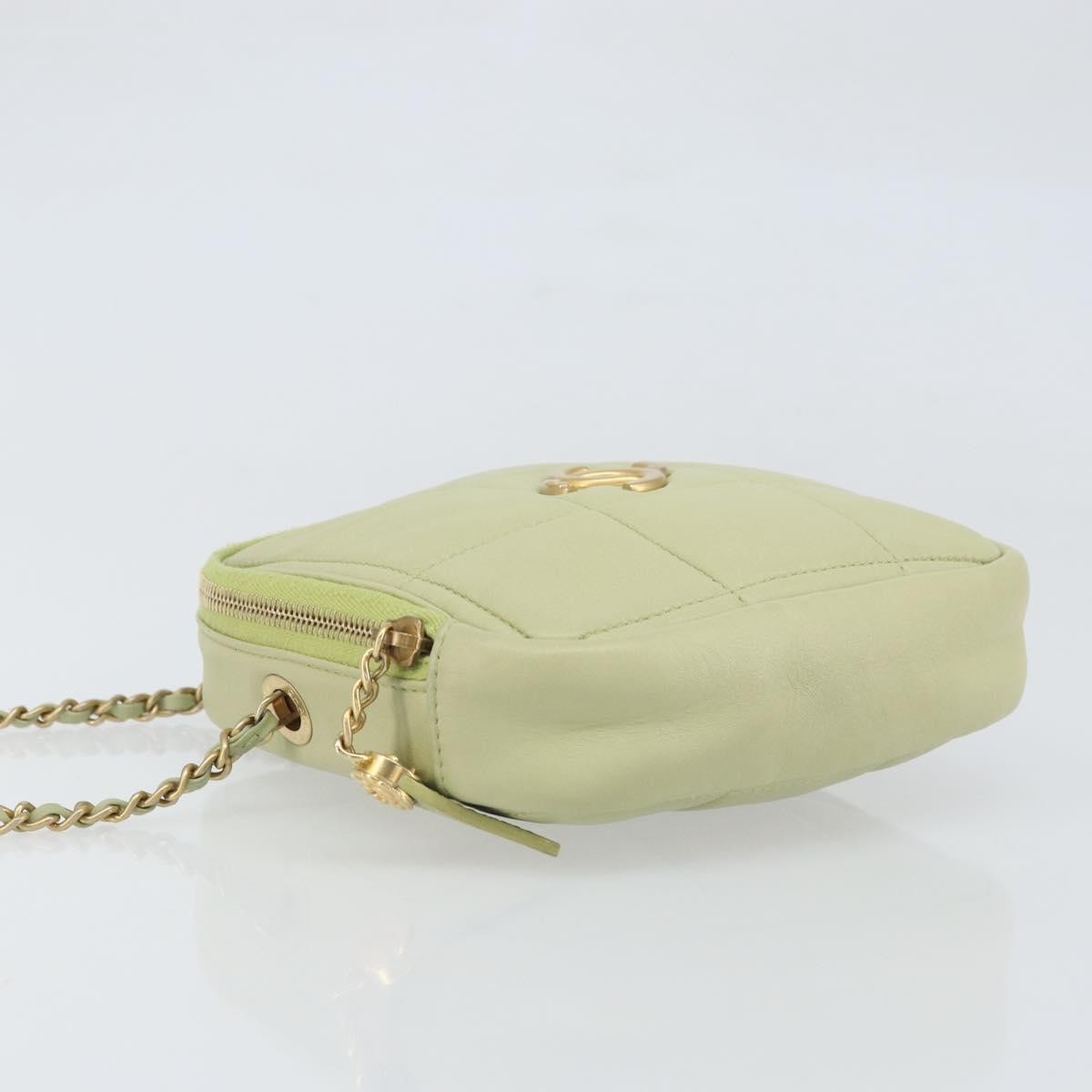 Chanel Diamond Chain Crossbody Bag Quilted Lambskin Green Leather Shoulder Bag Bag (Pre-Loved)