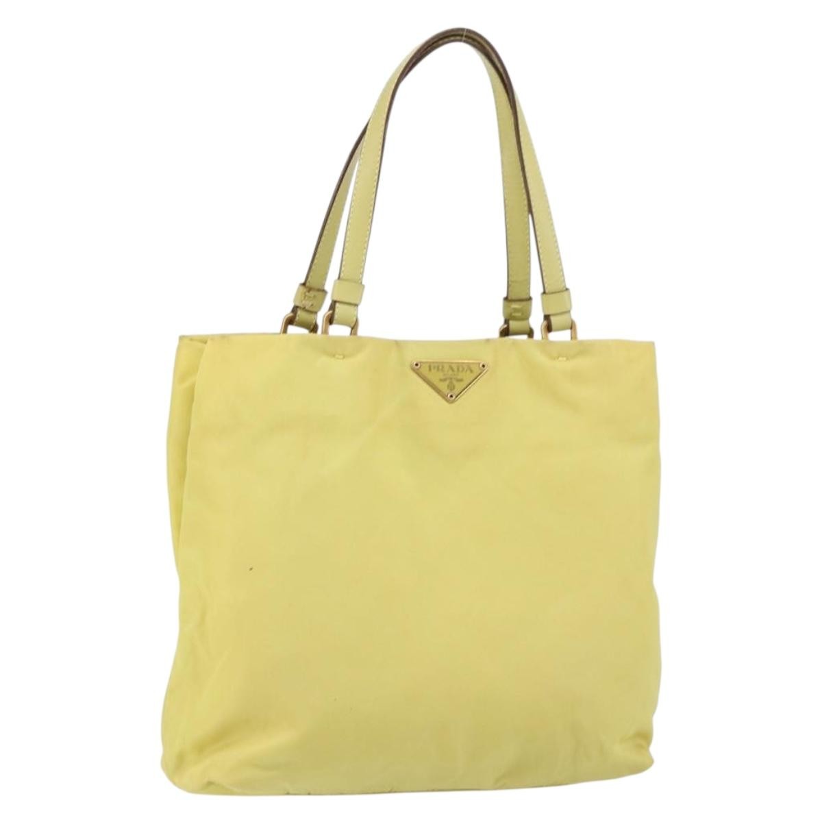 Prada Vintage Tote Nylon Yellow Nylon Tote Bag Bag (Authentic Pre-Loved)