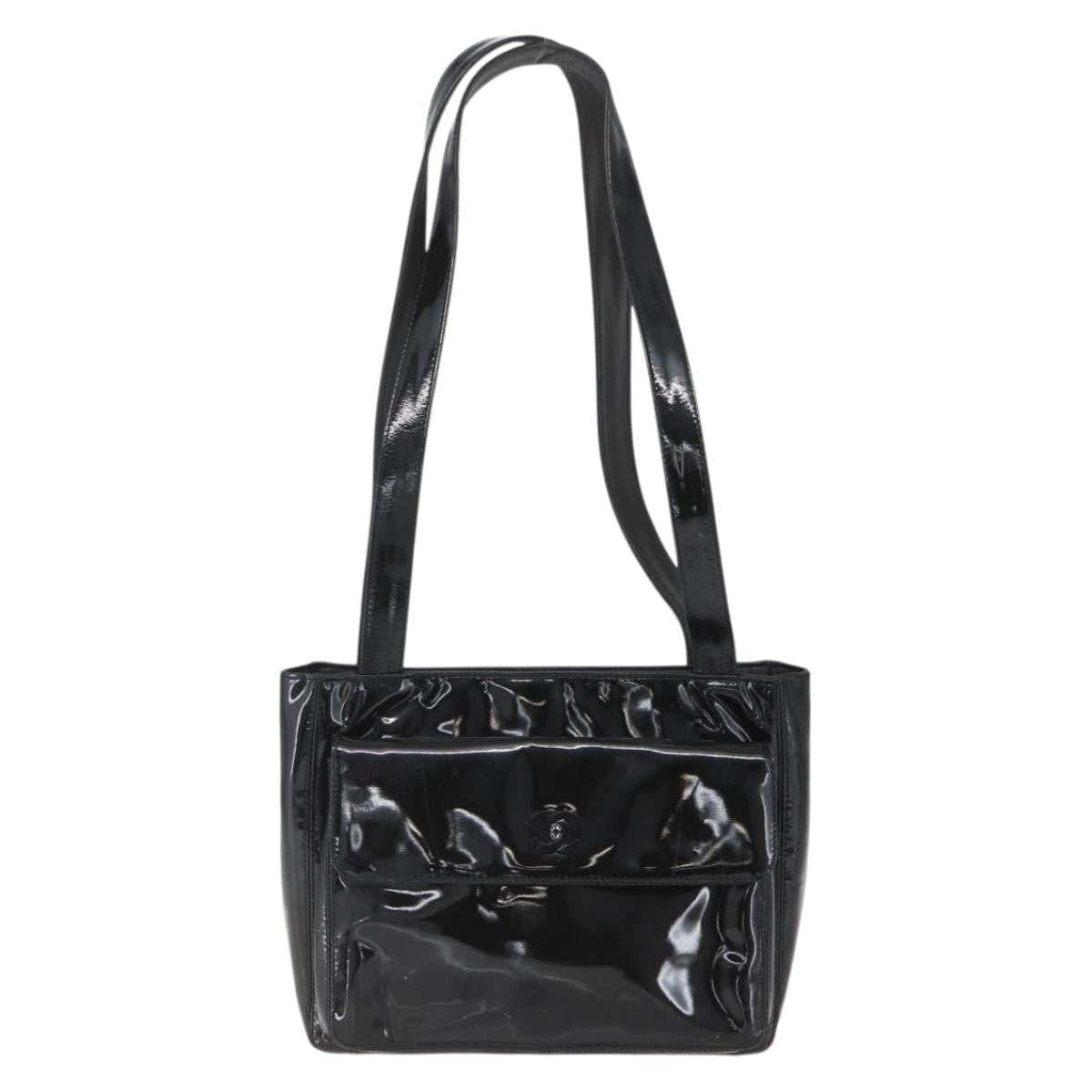 Chanel Chanel Vintage Flap Shoulder Bag Patent Leather Black Patent_Leather Shoulder Bag Bag (Authentic Pre-Loved)