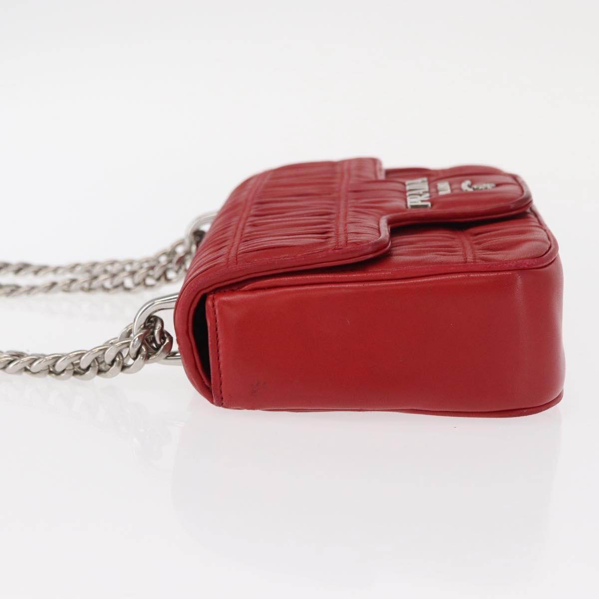 Prada Gaufre Chain Flap Shoulder Bag Nappa Leather Red Leather Shoulder Bag Bag (Pre-Loved)
