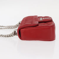 Prada Gaufre Chain Flap Shoulder Bag Nappa Leather Red Leather Shoulder Bag Bag (Pre-Loved)