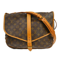 Louis Vuitton Saumur Handbag Monogram Canvas Brown Canvas Shoulder Bag Bag (Pre-Loved)