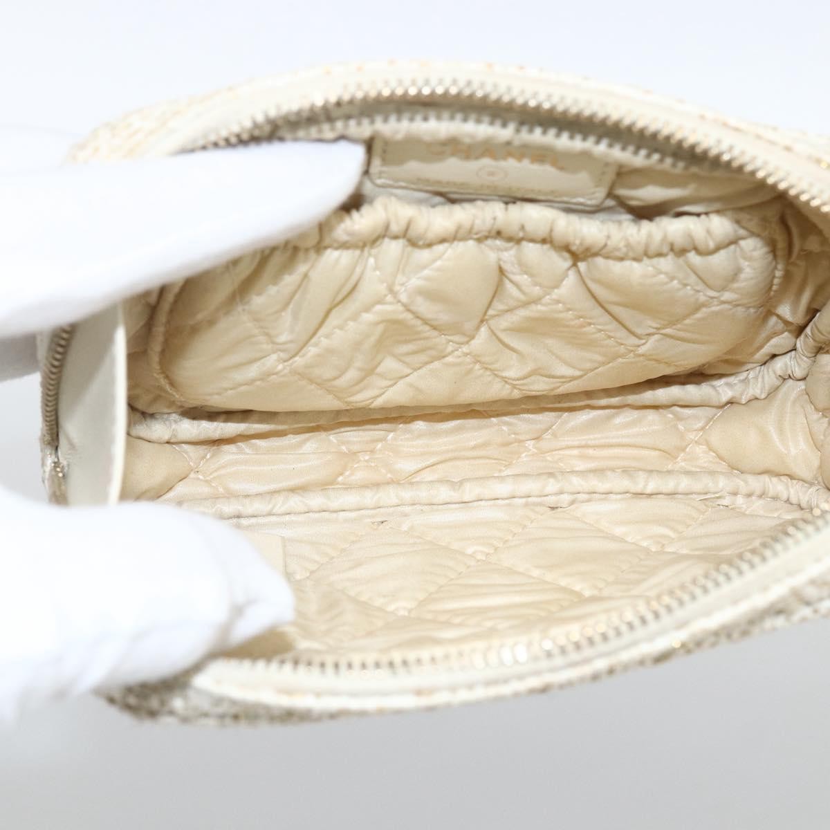 Chanel Deauville Curvy Cosmetic Pouch Tweed Gold Tweed Clutche & Pouche Bag (Authentic Pre-Loved)