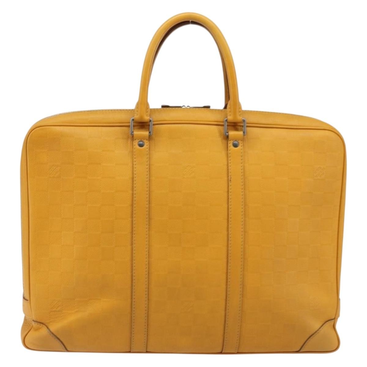 Louis Vuitton Porte-Documents Voyage Briefcase Damier Infini Leather Yellow Leather Briefcase Bag (Authentic Pre-Loved)
