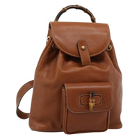 Gucci Vintage Bamboo Backpack Leather Brown Leather Backpack Bag (Pre-Loved)
